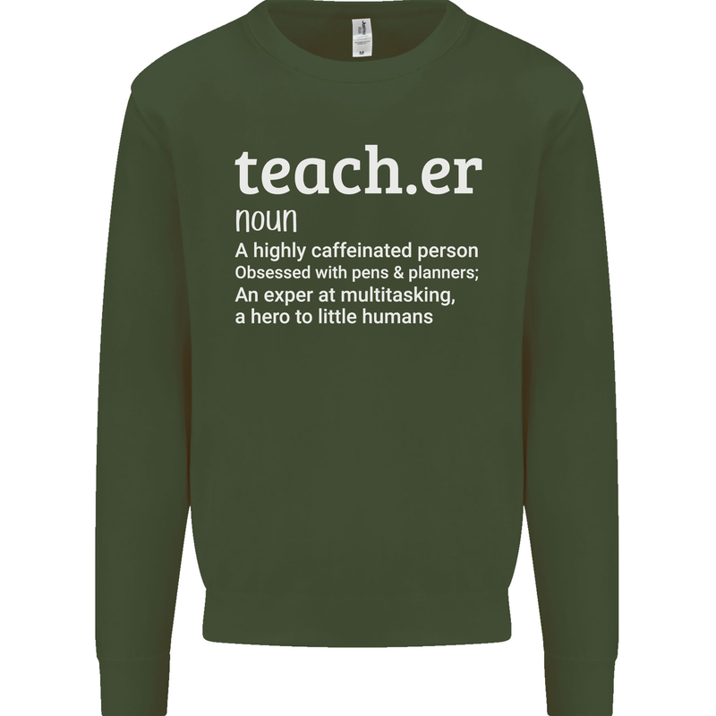 Teacher Maths English Science Sport Funny Mens Sweatshirt Jumper Forest Green