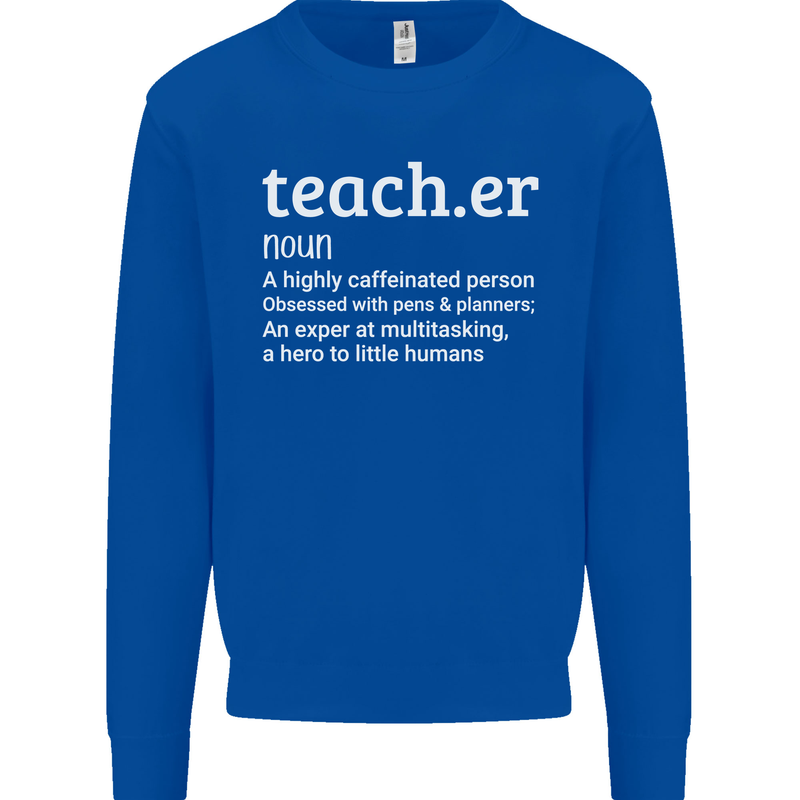 Teacher Maths English Science Sport Funny Mens Sweatshirt Jumper Royal Blue