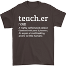 Teacher Maths English Science Sport Funny Mens T-Shirt Cotton Gildan Dark Chocolate
