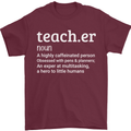 Teacher Maths English Science Sport Funny Mens T-Shirt Cotton Gildan Maroon