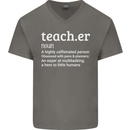 Teacher Maths English Science Sport Funny Mens V-Neck Cotton T-Shirt Charcoal