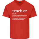 Teacher Maths English Science Sport Funny Mens V-Neck Cotton T-Shirt Red