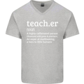 Teacher Maths English Science Sport Funny Mens V-Neck Cotton T-Shirt Sports Grey