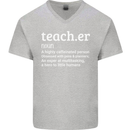 Teacher Maths English Science Sport Funny Mens V-Neck Cotton T-Shirt Sports Grey