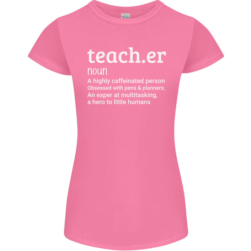 Teacher Maths English Science Sport Funny Womens Petite Cut T-Shirt Azalea