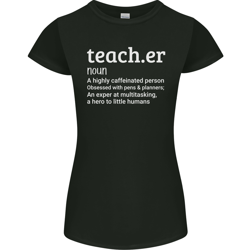 Teacher Maths English Science Sport Funny Womens Petite Cut T-Shirt Black