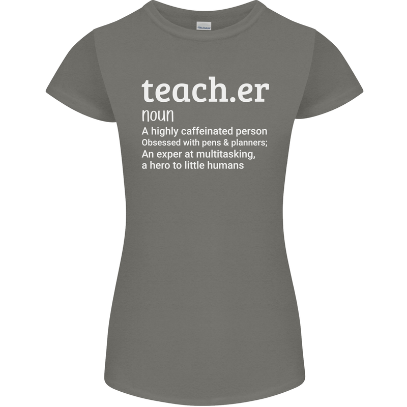 Teacher Maths English Science Sport Funny Womens Petite Cut T-Shirt Charcoal