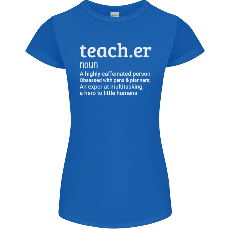 Teacher Maths English Science Sport Funny Womens Petite Cut T-Shirt Royal Blue
