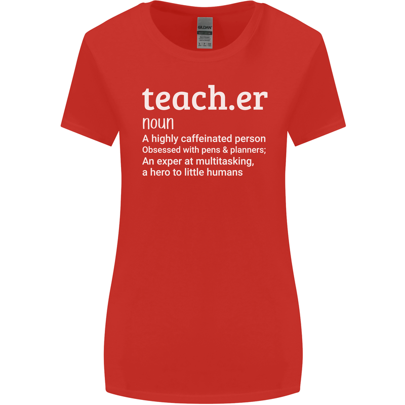 Teacher Maths English Science Sport Funny Womens Wider Cut T-Shirt Red