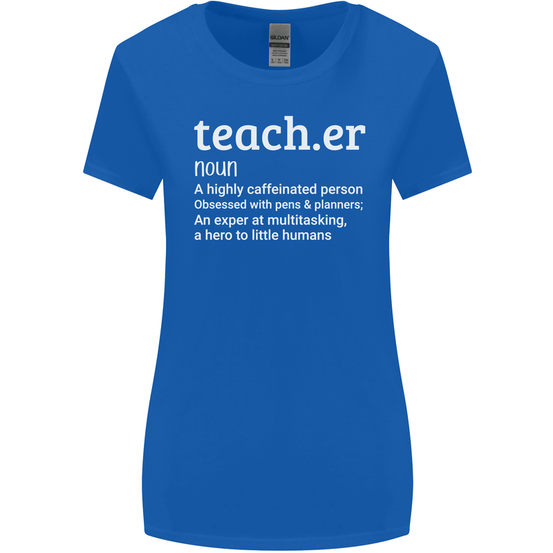 Teacher Maths English Science Sport Funny Womens Wider Cut T-Shirt Royal Blue