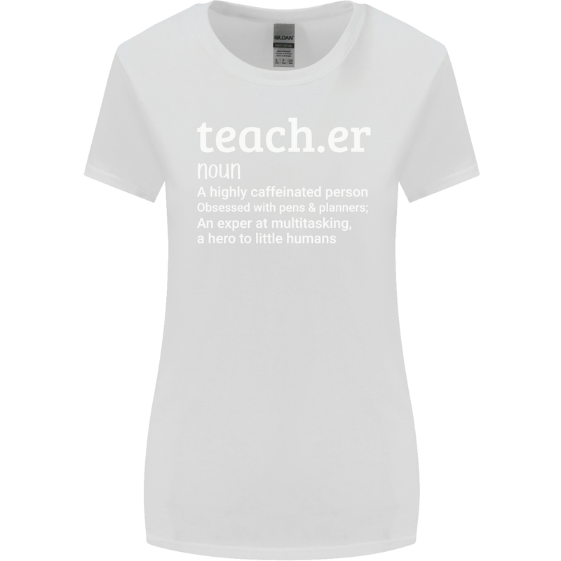 Teacher Maths English Science Sport Funny Womens Wider Cut T-Shirt White