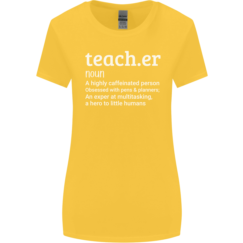 Teacher Maths English Science Sport Funny Womens Wider Cut T-Shirt Yellow
