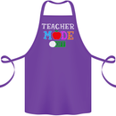 Teacher Mode Off Funny Teaching Holiday Cotton Apron 100% Organic Purple