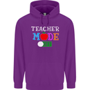 Teacher Mode Off Funny Teaching Holiday Mens 80% Cotton Hoodie Purple