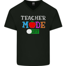 Teacher Mode Off Funny Teaching Holiday Mens V-Neck Cotton T-Shirt Black