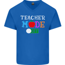 Teacher Mode Off Funny Teaching Holiday Mens V-Neck Cotton T-Shirt Royal Blue