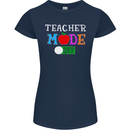 Teacher Mode Off Funny Teaching Holiday Womens Petite Cut T-Shirt Navy Blue