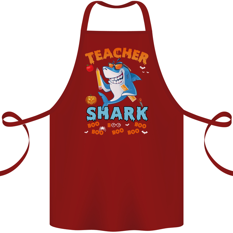 Teacher Shark Funny Teaching Teacher Cotton Apron 100% Organic Maroon