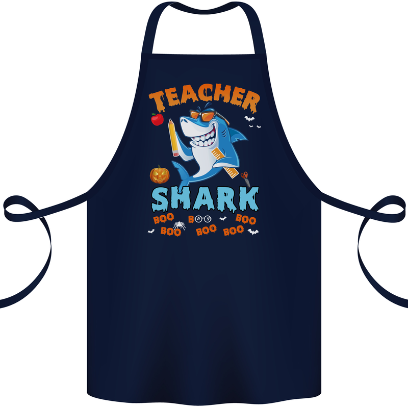 Teacher Shark Funny Teaching Teacher Cotton Apron 100% Organic Navy Blue