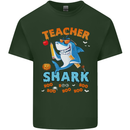 Teacher Shark Funny Teaching Teacher Mens Cotton T-Shirt Tee Top Forest Green