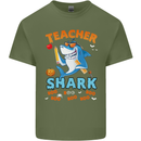 Teacher Shark Funny Teaching Teacher Mens Cotton T-Shirt Tee Top Military Green