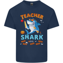 Teacher Shark Funny Teaching Teacher Mens Cotton T-Shirt Tee Top Navy Blue