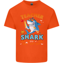 Teacher Shark Funny Teaching Teacher Mens Cotton T-Shirt Tee Top Orange
