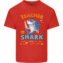 Teacher Shark Funny Teaching Teacher Mens Cotton T-Shirt Tee Top Red