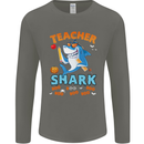 Teacher Shark Funny Teaching Teacher Mens Long Sleeve T-Shirt Charcoal