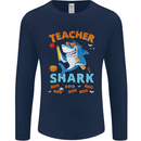 Teacher Shark Funny Teaching Teacher Mens Long Sleeve T-Shirt Navy Blue
