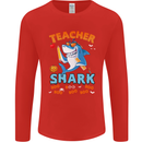 Teacher Shark Funny Teaching Teacher Mens Long Sleeve T-Shirt Red