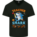Teacher Shark Funny Teaching Teacher Mens V-Neck Cotton T-Shirt Black