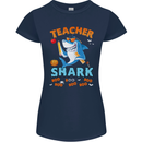 Teacher Shark Funny Teaching Teacher Womens Petite Cut T-Shirt Navy Blue