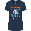 Teacher Shark Funny Teaching Teacher Womens Wider Cut T-Shirt Navy Blue