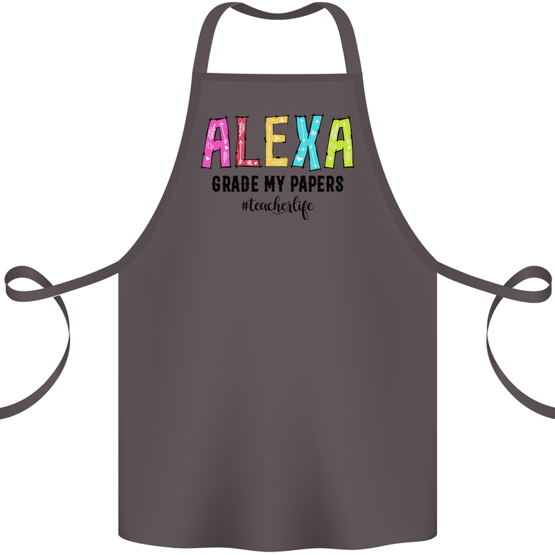 Teaching Grade My Papers Funny Teacher Cotton Apron 100% Organic Dark Grey