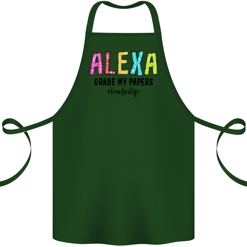 Teaching Grade My Papers Funny Teacher Cotton Apron 100% Organic Forest Green