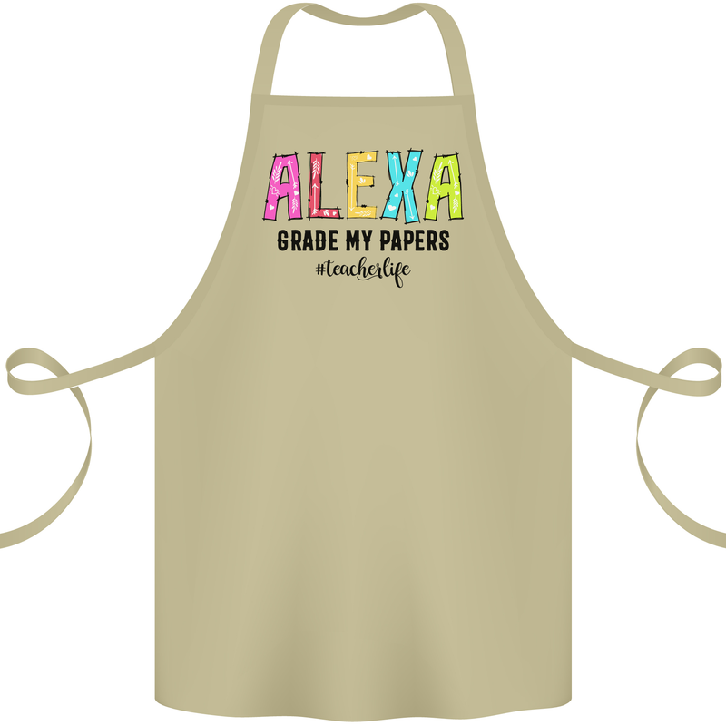 Teaching Grade My Papers Funny Teacher Cotton Apron 100% Organic Khaki