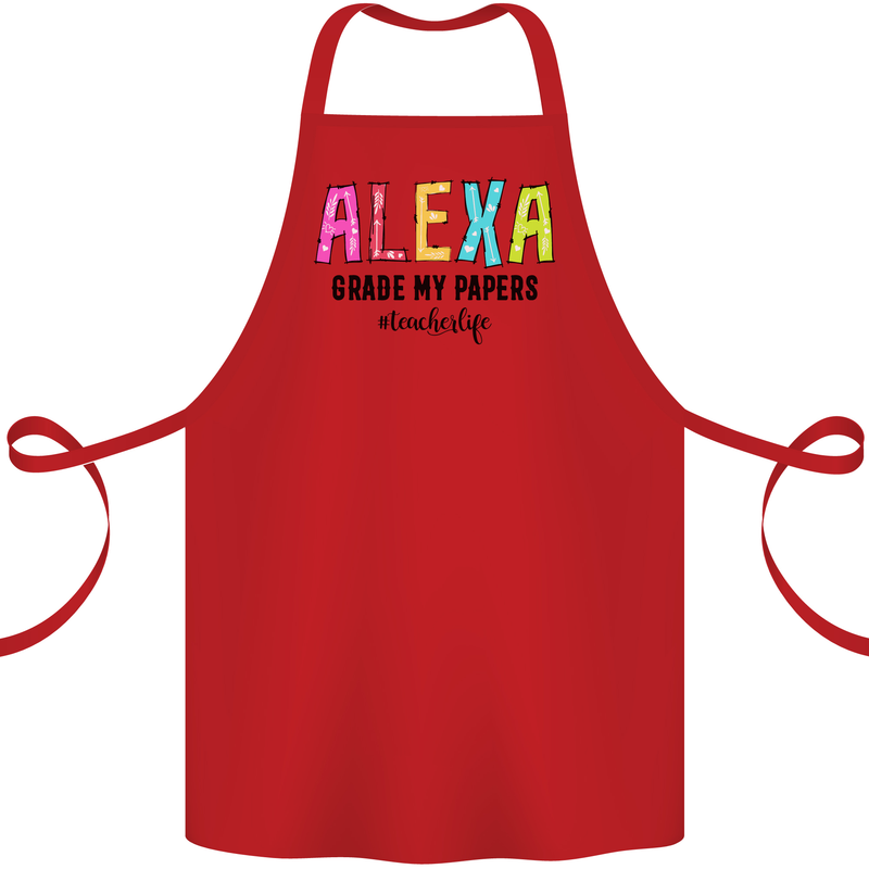 Teaching Grade My Papers Funny Teacher Cotton Apron 100% Organic Red