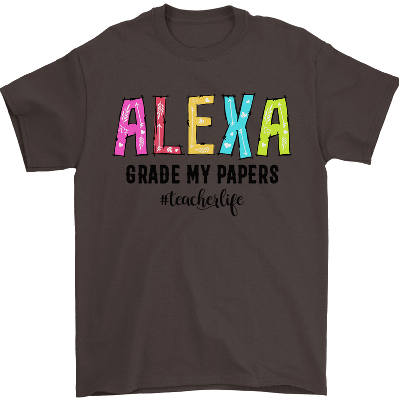 Teaching Grade My Papers Funny Teacher Mens T-Shirt Cotton Gildan Dark Chocolate