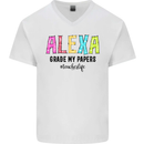 Teaching Grade My Papers Funny Teacher Mens V-Neck Cotton T-Shirt White