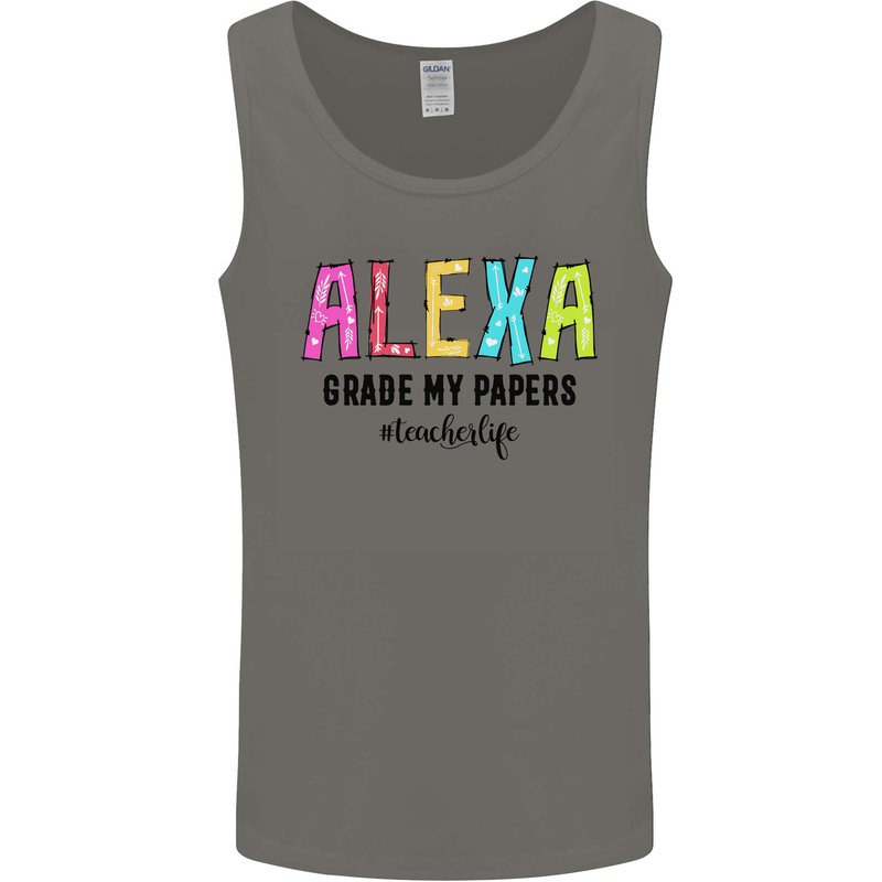Teaching Grade My Papers Funny Teacher Mens Vest Tank Top Charcoal