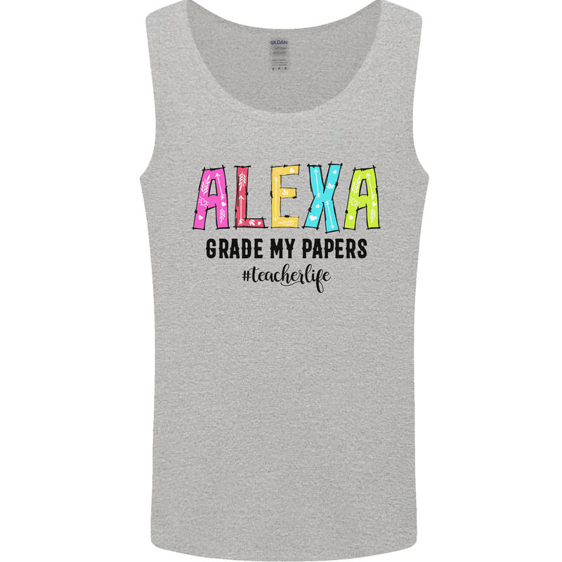 Teaching Grade My Papers Funny Teacher Mens Vest Tank Top Sports Grey
