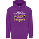 Teaching I Teach the Cutest Bees Teacher Childrens Kids Hoodie Purple