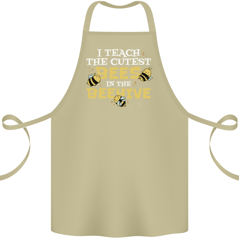 Teaching I Teach the Cutest Bees Teacher Cotton Apron 100% Organic Khaki