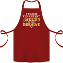 Teaching I Teach the Cutest Bees Teacher Cotton Apron 100% Organic Maroon