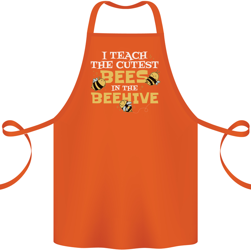 Teaching I Teach the Cutest Bees Teacher Cotton Apron 100% Organic Orange