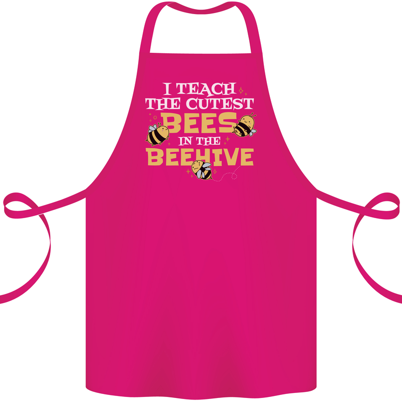 Teaching I Teach the Cutest Bees Teacher Cotton Apron 100% Organic Pink