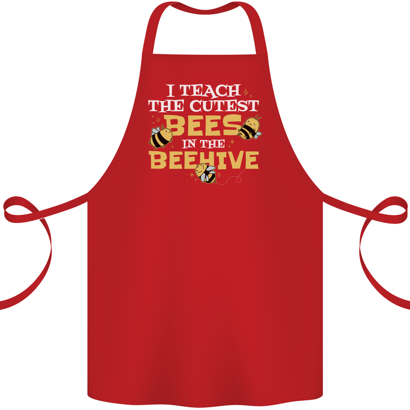 Teaching I Teach the Cutest Bees Teacher Cotton Apron 100% Organic Red