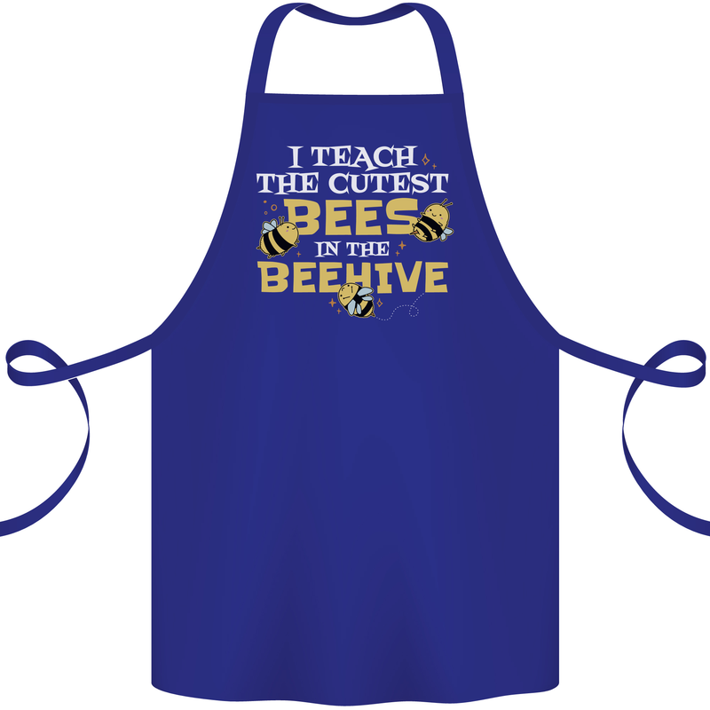 Teaching I Teach the Cutest Bees Teacher Cotton Apron 100% Organic Royal Blue