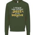 Teaching I Teach the Cutest Bees Teacher Kids Sweatshirt Jumper Forest Green
